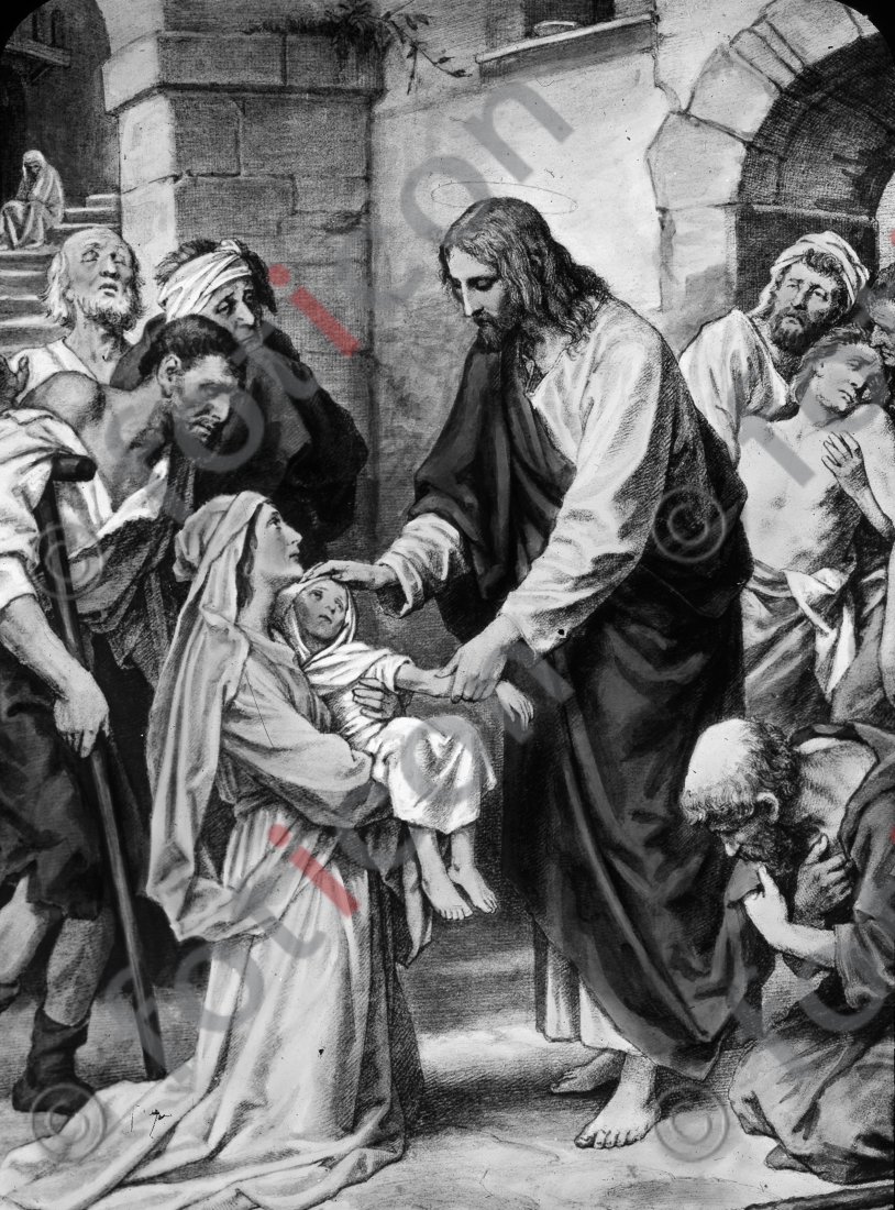 Jesus heilt Kranke | Jesus heals the sick  - Foto foticon-600-Simon-043-Hoffmann-011-2-sw.jpg | foticon.de - Bilddatenbank für Motive aus Geschichte und Kultur